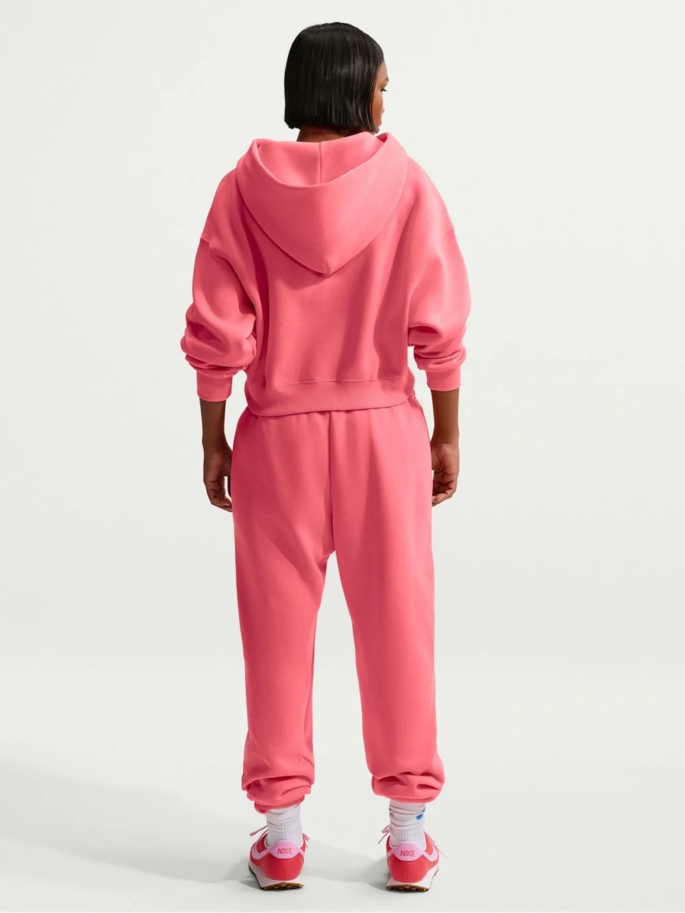 Nike Coral-Pink Button-Placket Hoodie